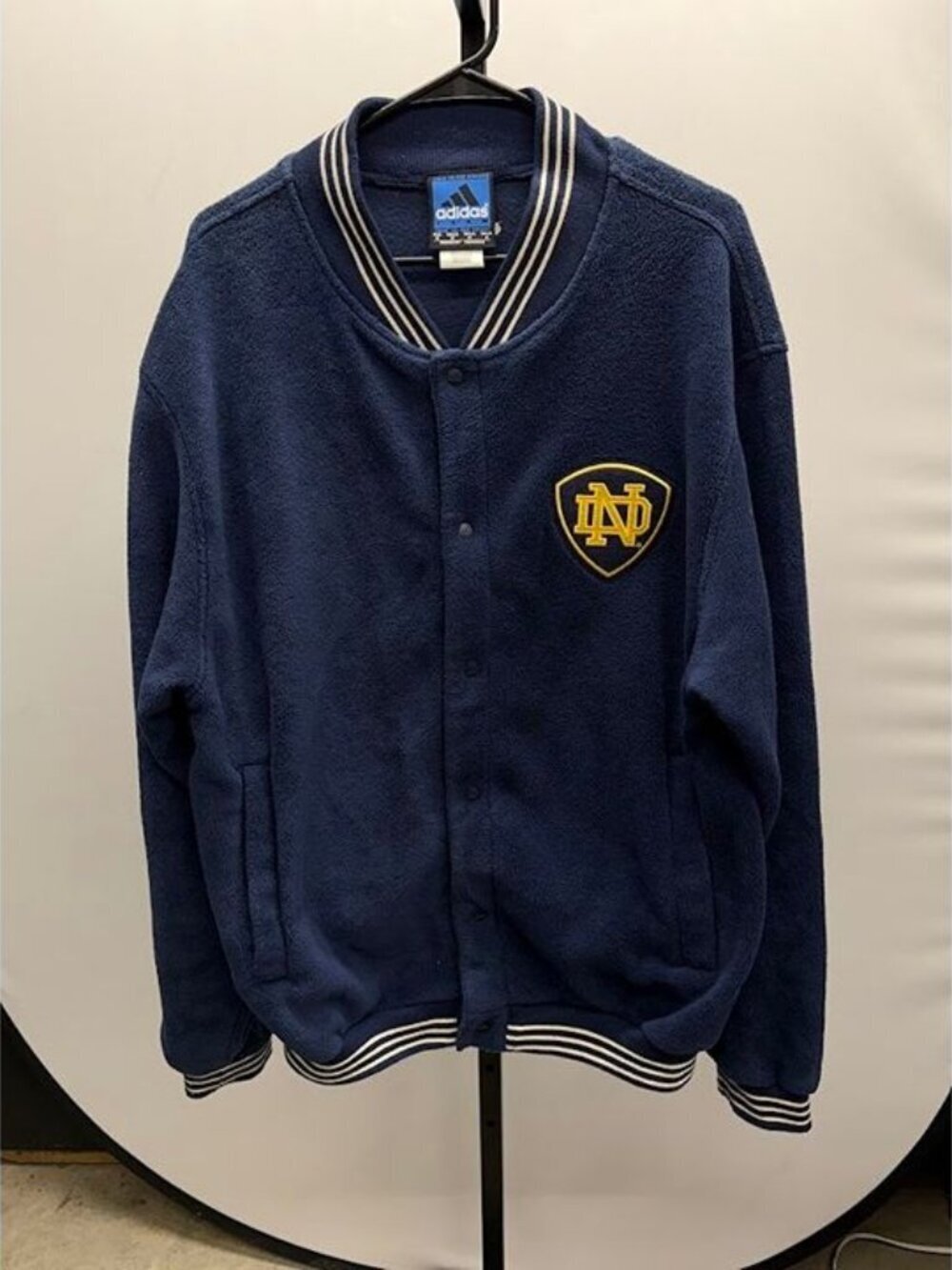 Adidas Vintage Notre Dame Fighting Irish Fleece Varsity Snap Jacket